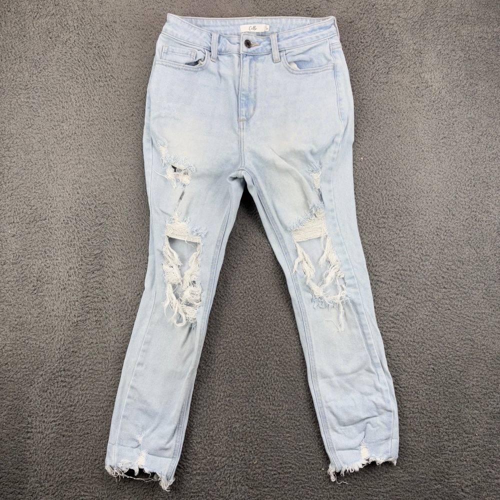 Cello Womens High Rise Distressed Skinny Jeans Light Wash Size‎ 5/27